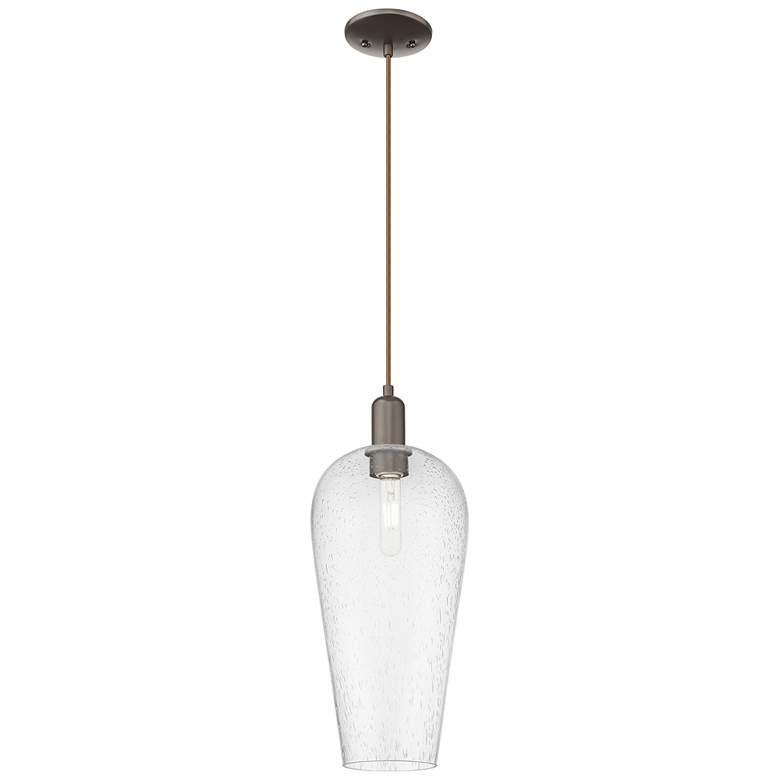 Image 1 Chelsea 8"W Oil Rubbed Bronze Cord Hung Mini Pendant With Seedy Shade