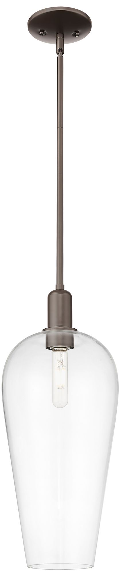 Chelsea 8"W Oil Rubbed Bronze Stem Hung Mini Pendant With Clear Shade