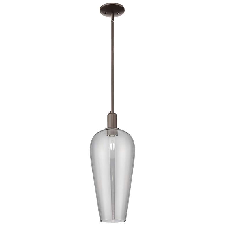 Image 1 Chelsea 8"W Oil Rubbed Bronze Stem Mini Pendant With Light Smoke Shade