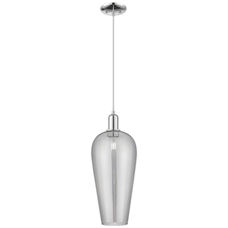 Image 1 Chelsea 8"W Polished Chrome Cord Mini Pendant With Light Smoke Shade