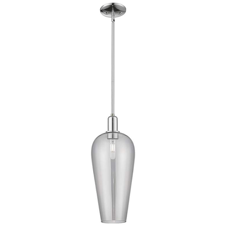 Image 1 Chelsea 8"W Polished Chrome Stem Mini Pendant With Light Smoke Shade