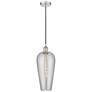 1_Chelsea 8"W Polished Nickel Cord Hung Mini Pendant with Light Smoke Shade