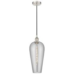Chelsea 8"W Polished Nickel Cord Hung Mini Pendant with Light Smoke Shade