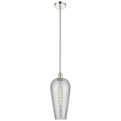 Chelsea 8"W Polished Nickel Stem Hung Mini Pendant with Light Smoke Shade