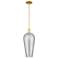 Chelsea 8"W Satin Gold Stem Hung Mini Pendant With Light Smoke Shade