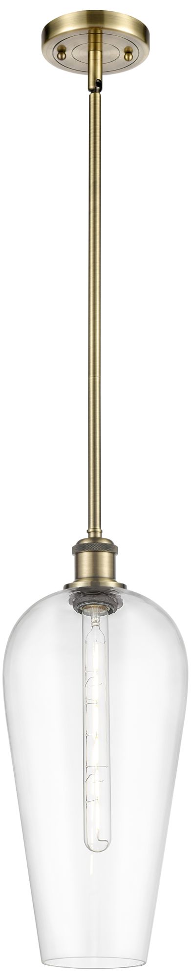 Chelsea 8" Wide Antique Brass Mini Pendant with Clear Shade