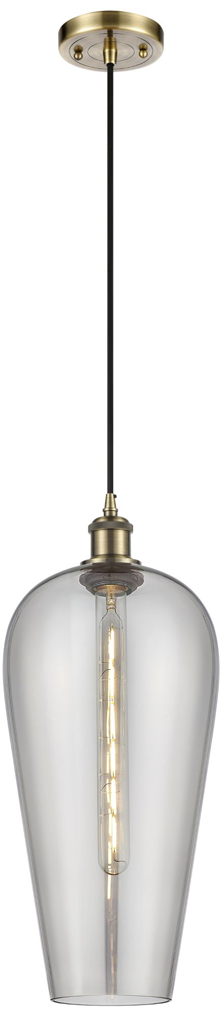 Chelsea 8" Wide Antique Brass Mini Pendant with Light Smoke Shade