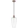 1_Chelsea 8" Wide Antique Copper Cord Hung Mini Pendant with Clear Shade