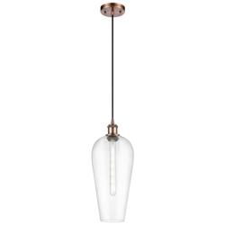 Chelsea 8" Wide Antique Copper Cord Hung Mini Pendant with Clear Shade