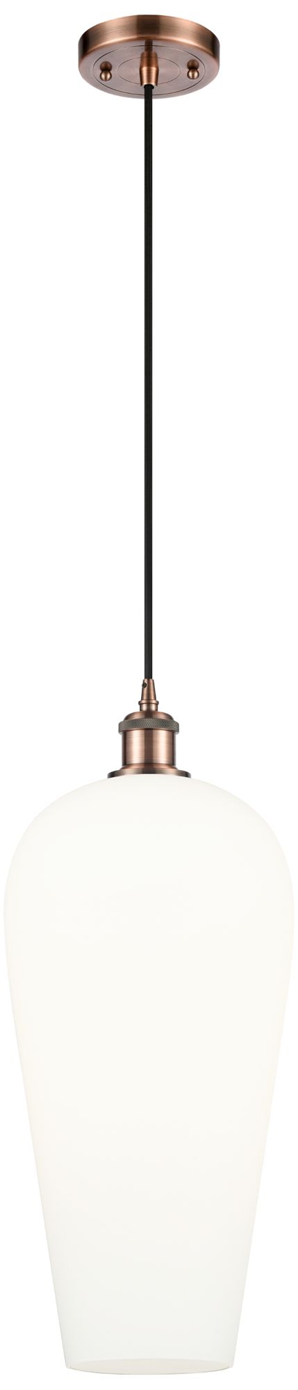 Chelsea 8" Wide Antique Copper Cord Hung Mini Pendant with White Shade