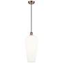 1_Chelsea 8" Wide Antique Copper Cord Hung Mini Pendant with White Shade