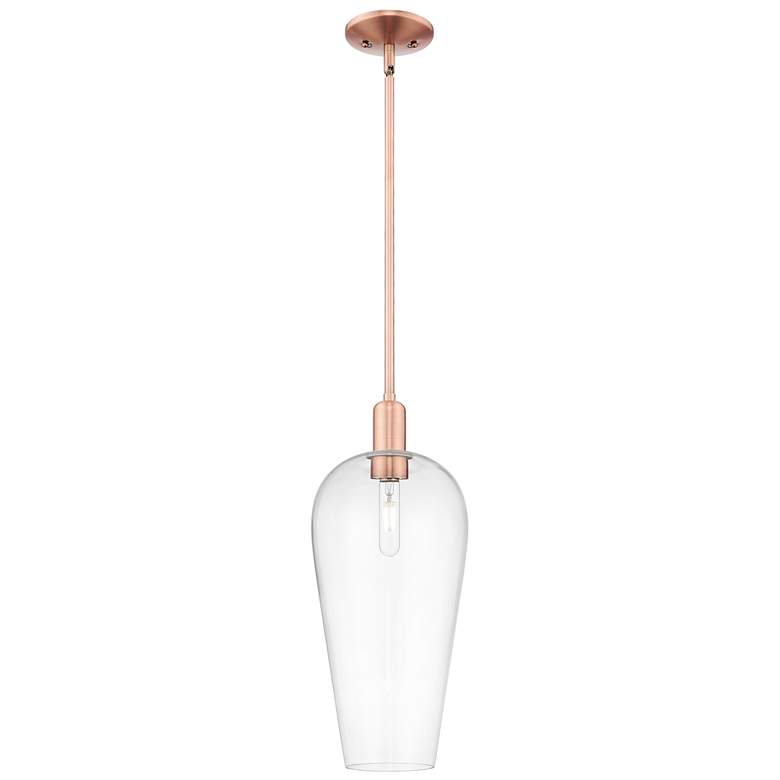 Image 1 Chelsea 8" Wide Antique Copper Stem Hung Mini Pendant With Clear Shade