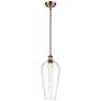 1_Chelsea 8" Wide Antique Copper Stem Hung Mini Pendant with Clear Shade