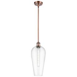 Chelsea 8" Wide Antique Copper Stem Hung Mini Pendant with Clear Shade