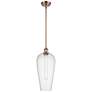 1_Chelsea 8" Wide Antique Copper Stem Hung Mini Pendant with Seedy Shade