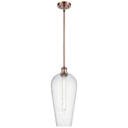 Chelsea 8" Wide Antique Copper Stem Hung Mini Pendant with Seedy Shade