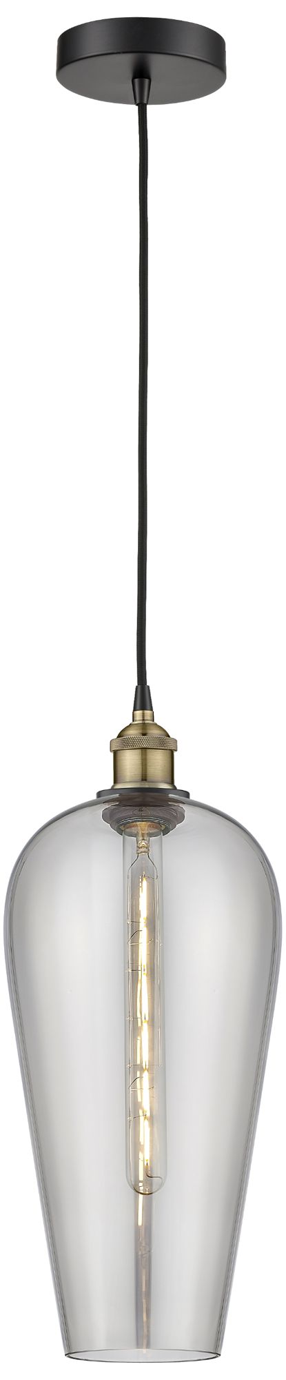 Chelsea 8" Wide Black Antique Brass Mini Pendant with Light Smoke Shade