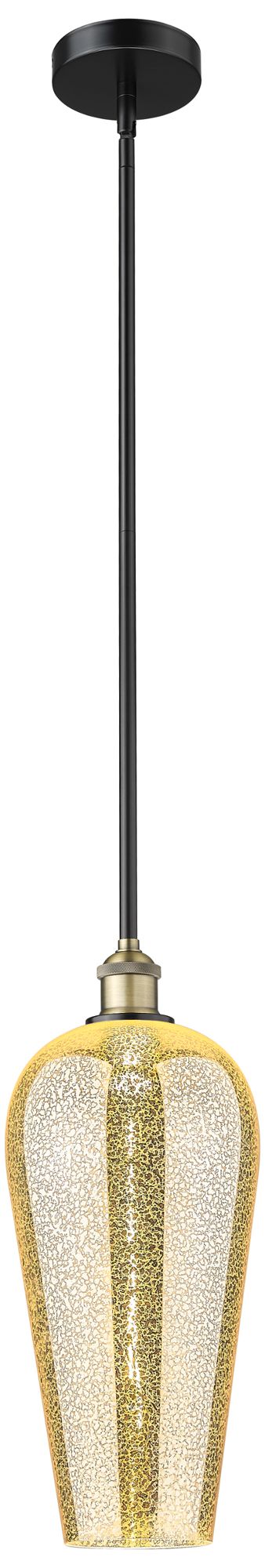 Chelsea 8" Wide Black Antique Brass Mini Pendant with Mercury Shade