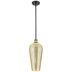 Chelsea 8" Wide Black Brass Stem Hung Mini Pendant with Mercury Shade