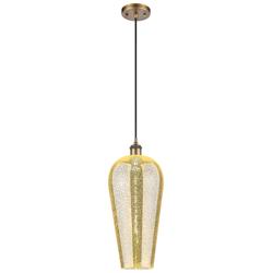 Chelsea 8" Wide Brushed Brass Cord Hung Mini Pendant with Mercury Shade