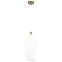 Chelsea 8" Wide Brushed Brass Mini Pendant with White Shade