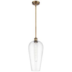 Chelsea 8" Wide Brushed Brass Stem Hung Mini Pendant with Clear Shade