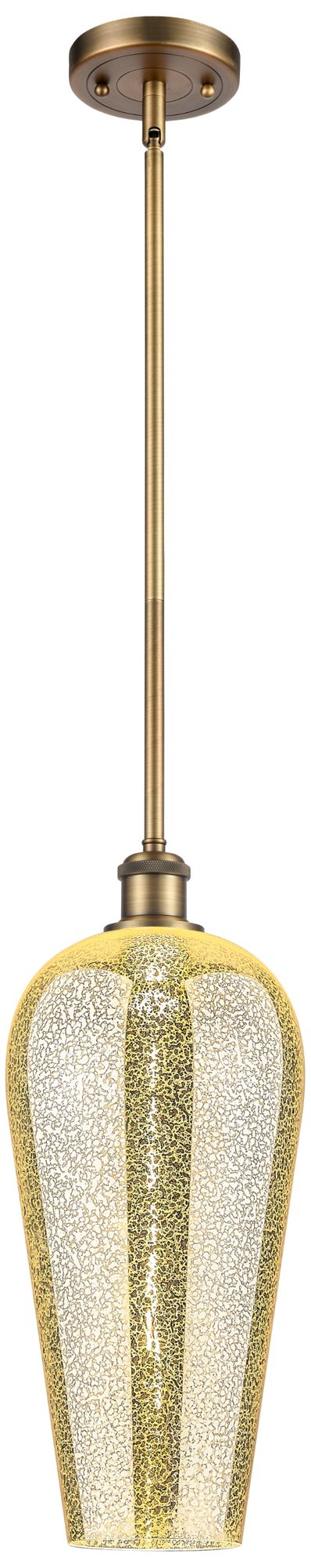 Chelsea 8" Wide Brushed Brass Stem Hung Mini Pendant with Mercury Shade
