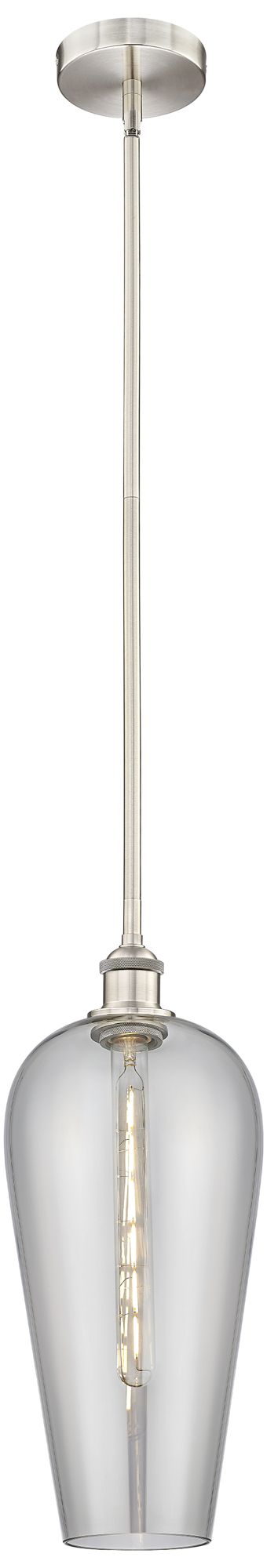 Chelsea 8" Wide Brushed Satin Nickel Mini Pendant with Light Smoke Shade