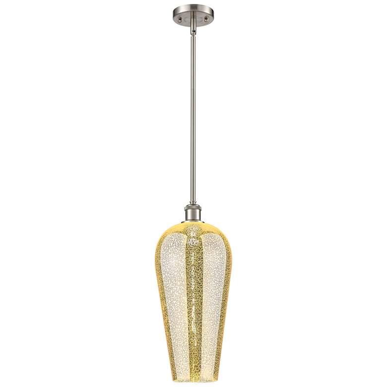 Image 1 Chelsea 8" Wide Brushed Satin Nickel Mini Pendant with Mercury Shade