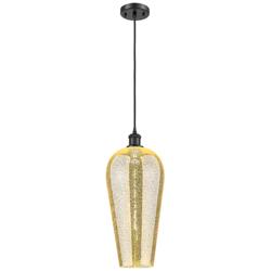 Chelsea 8" Wide Matte Black Cord Hung Mini Pendant with Mercury Shade