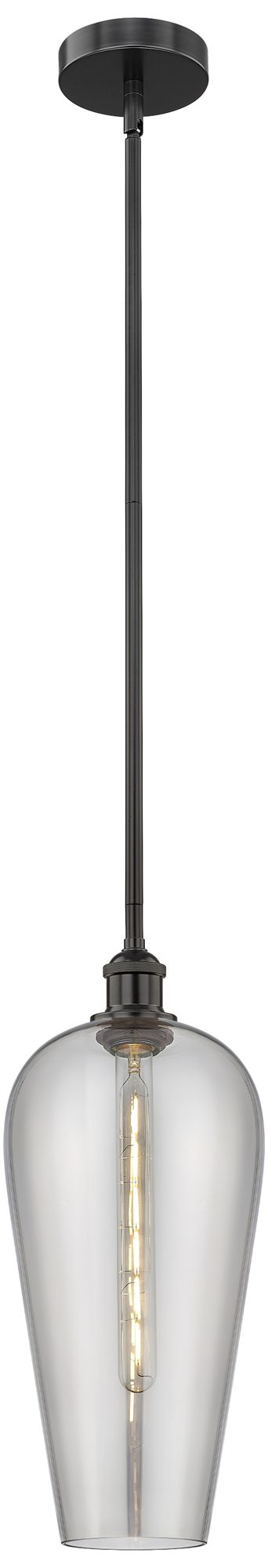 Chelsea 8" Wide Matte Black Mini Pendant with Light Smoke Shade