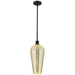 Chelsea 8" Wide Matte Black Stem Hung Mini Pendant with Mercury Shade