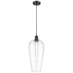 Chelsea 8" Wide Oil Rubbed Bronze Cord Hung Mini Pendant with Clear Shade
