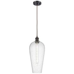Chelsea 8" Wide Oil Rubbed Bronze Cord Hung Mini Pendant with Seedy Shade