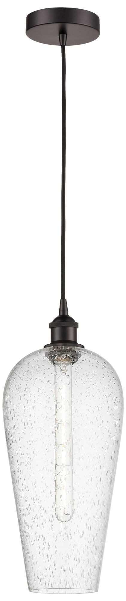 Chelsea 8" Wide Oil Rubbed Bronze Mini Pendant with Seedy Shade