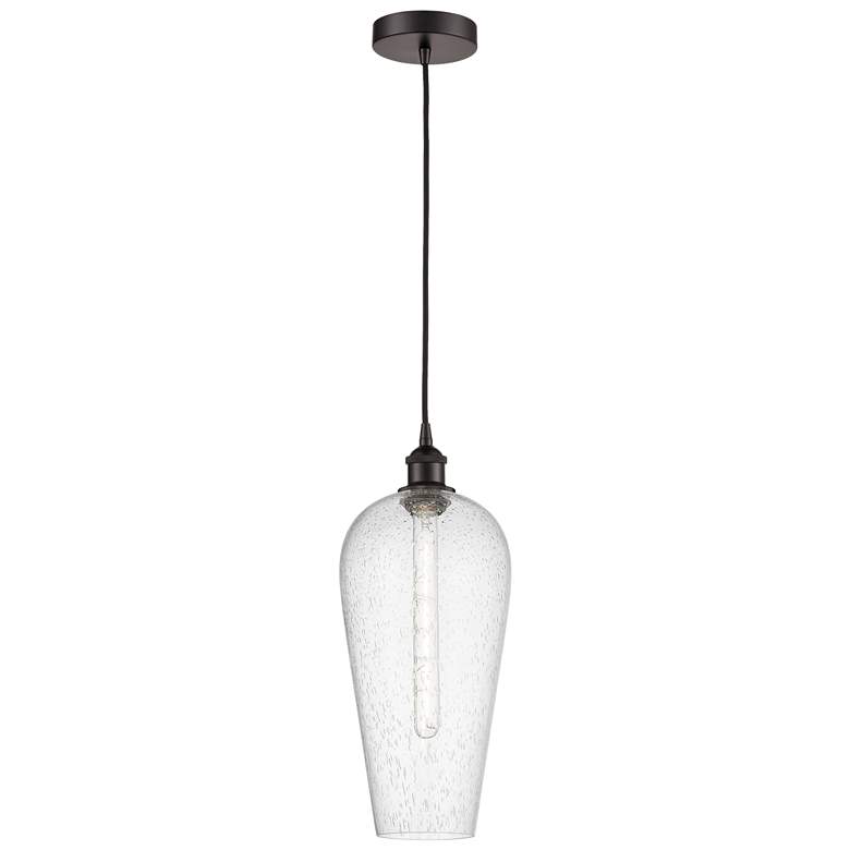 Image 1 Chelsea 8" Wide Oil Rubbed Bronze Mini Pendant with Seedy Shade