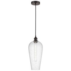 Chelsea 8" Wide Oil Rubbed Bronze Mini Pendant with Seedy Shade