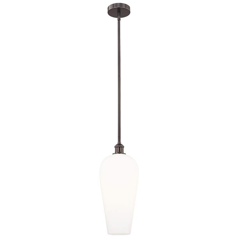 Image 1 Chelsea 8" Wide Oil Rubbed Bronze Mini Pendant with White Shade