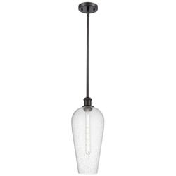 Chelsea 8" Wide Oil Rubbed Bronze Stem Hung Mini Pendant with Seedy Shade