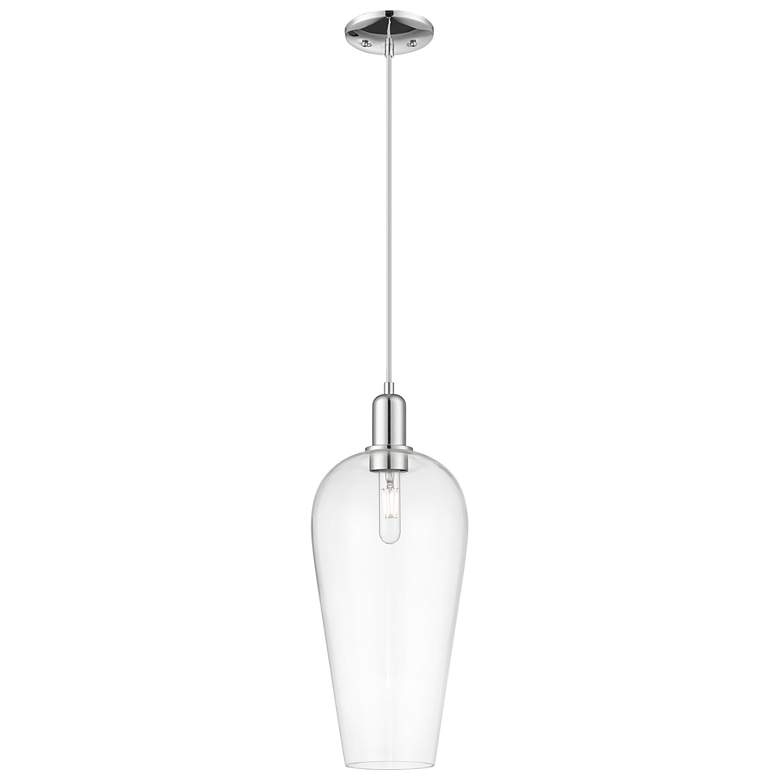 Image 1 Chelsea 8" Wide Polished Chrome Cord Hung Mini Pendant With Clear Shade