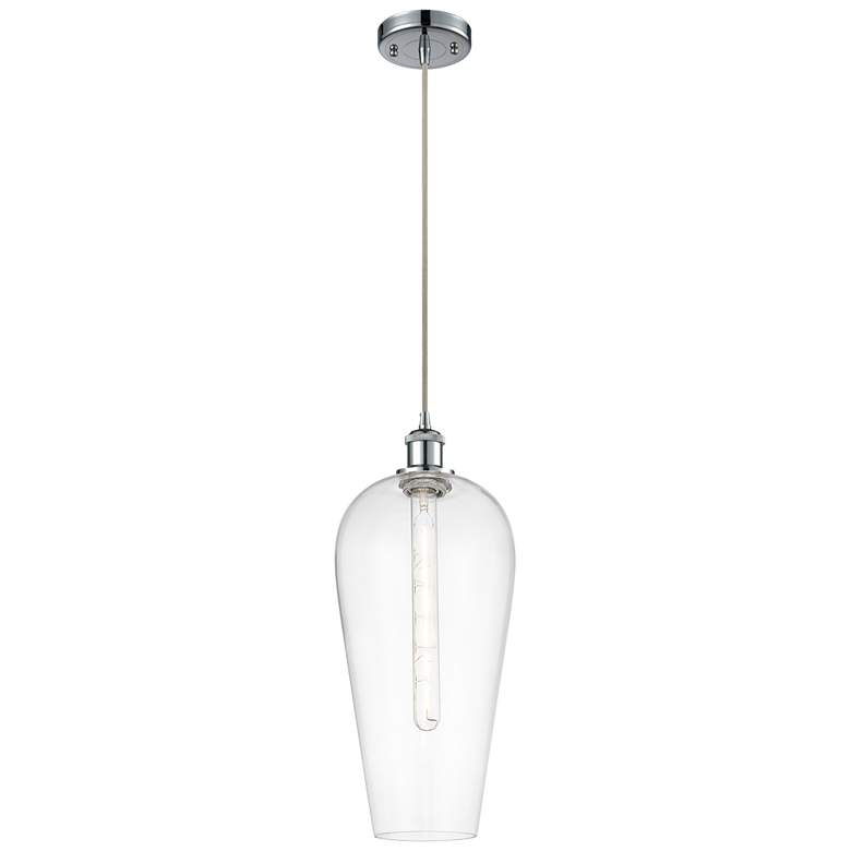 Image 1 Chelsea 8" Wide Polished Chrome Cord Hung Mini Pendant with Clear Shade