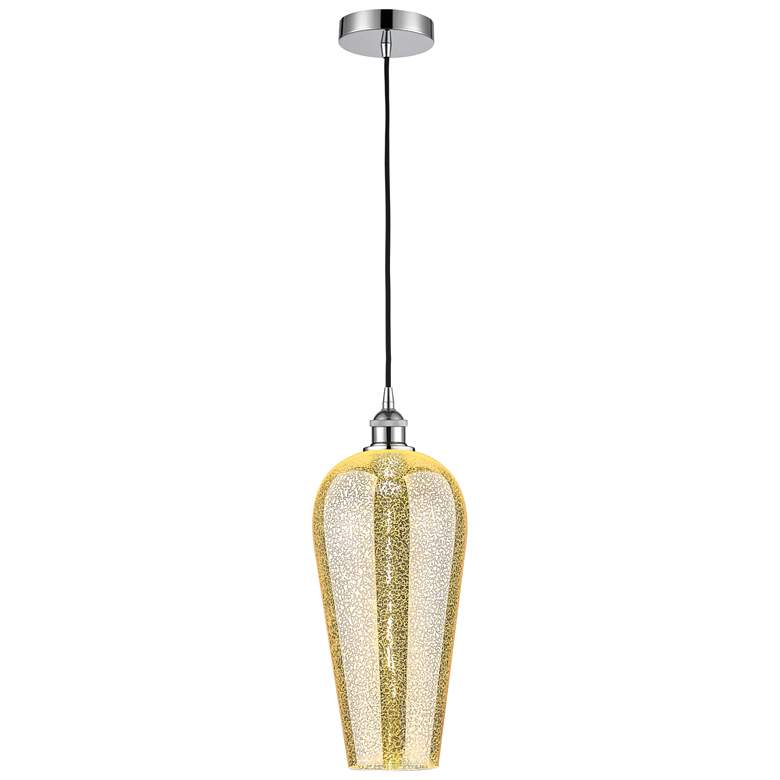 Image 1 Chelsea 8" Wide Polished Chrome Cord Hung Mini Pendant with Mercury Shade