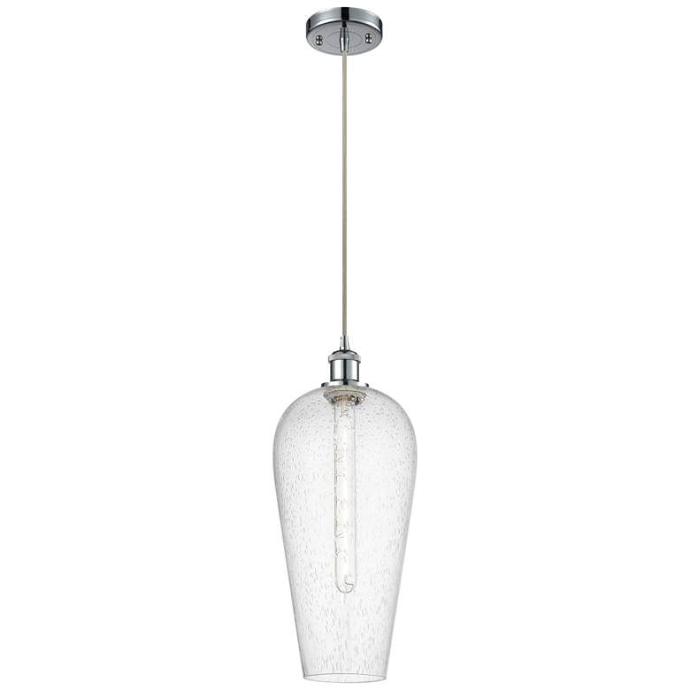 Image 1 Chelsea 8" Wide Polished Chrome Cord Hung Mini Pendant with Seedy Shade