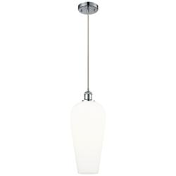 Chelsea 8" Wide Polished Chrome Cord Hung Mini Pendant with White Shade