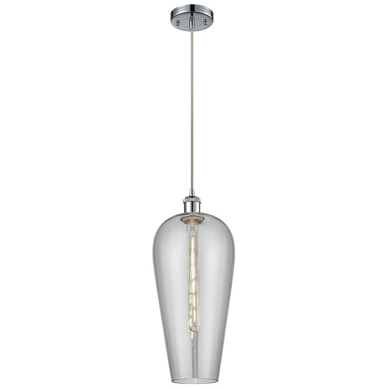 Image 1 Chelsea 8" Wide Polished Chrome Mini Pendant with Light Smoke Shade