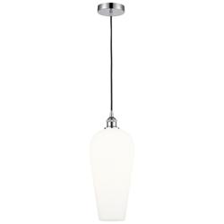 Chelsea 8" Wide Polished Chrome Mini Pendant with White Shade