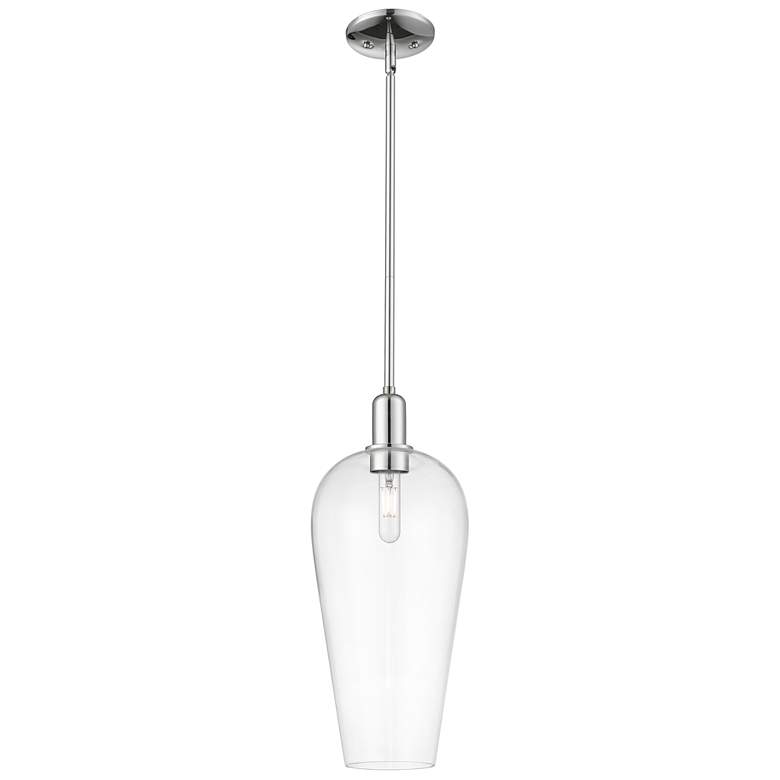 Image 1 Chelsea 8" Wide Polished Chrome Stem Hung Mini Pendant With Clear Shade