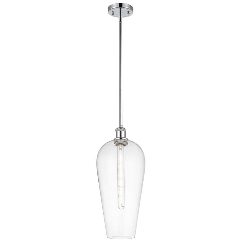 Image 1 Chelsea 8" Wide Polished Chrome Stem Hung Mini Pendant with Clear Shade