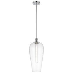 Chelsea 8" Wide Polished Chrome Stem Hung Mini Pendant with Clear Shade