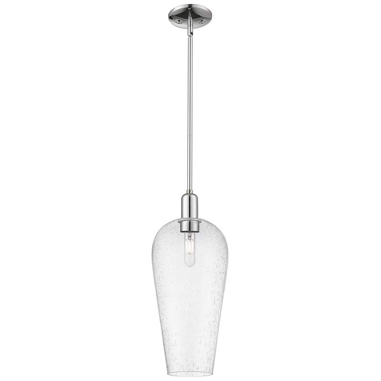 Image 1 Chelsea 8" Wide Polished Chrome Stem Hung Mini Pendant With Seedy Shade